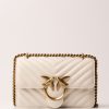 Pinko Love One Mini Bag Trapuntata Bianco Seta-Antique Gold New