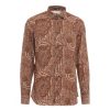 Bastoncino Camicia Con Stampa Paisley Marrone Online