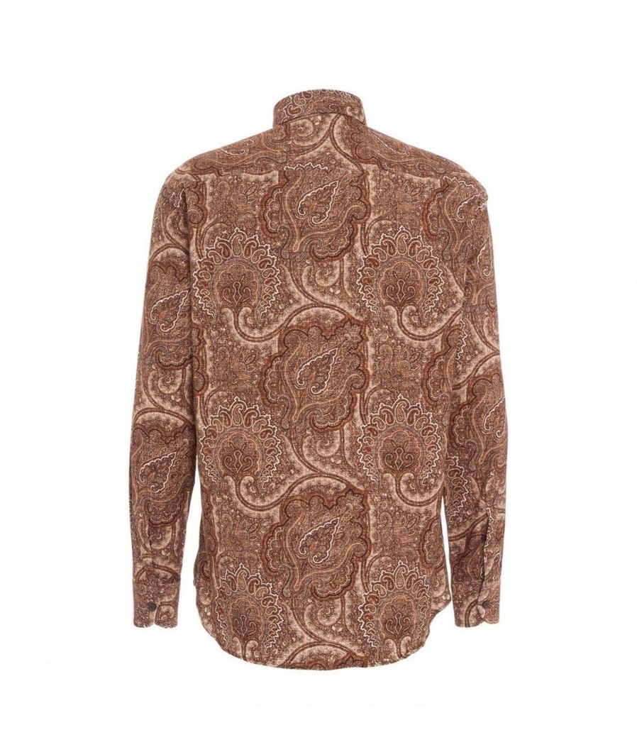 Bastoncino Camicia Con Stampa Paisley Marrone Online