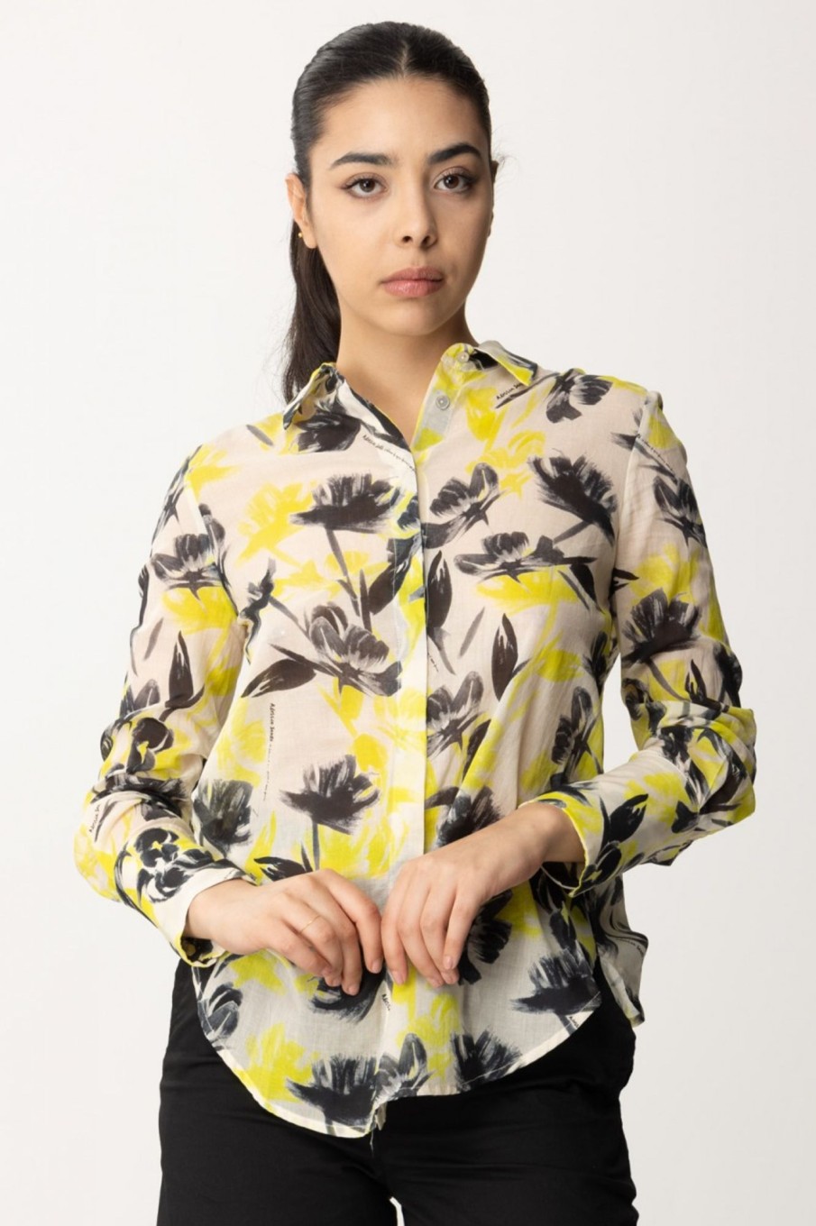 Alessia Santi Camicia Con Fantasia Floreale Burro-Neon New