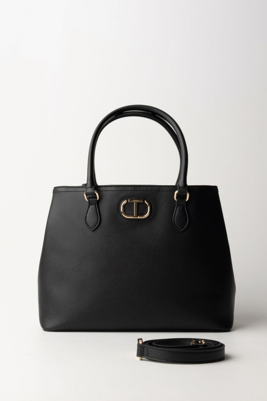 Twin-Set Borsa Tote Con Logo In Oro Nero Wholesale