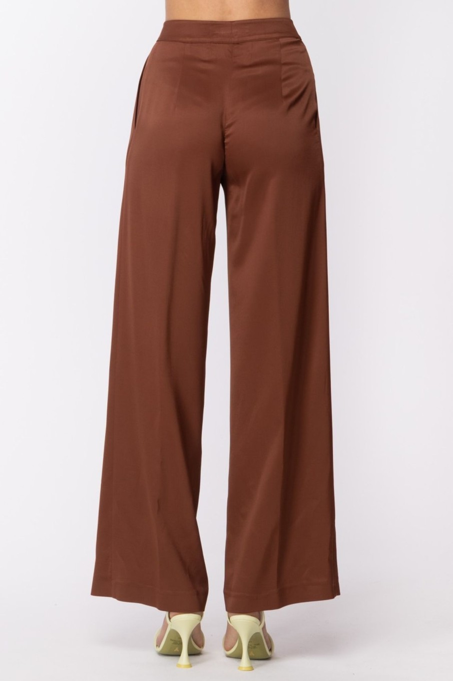 Patrizia Pepe Pantaloni In Satin Dark Chocolate Wholesale