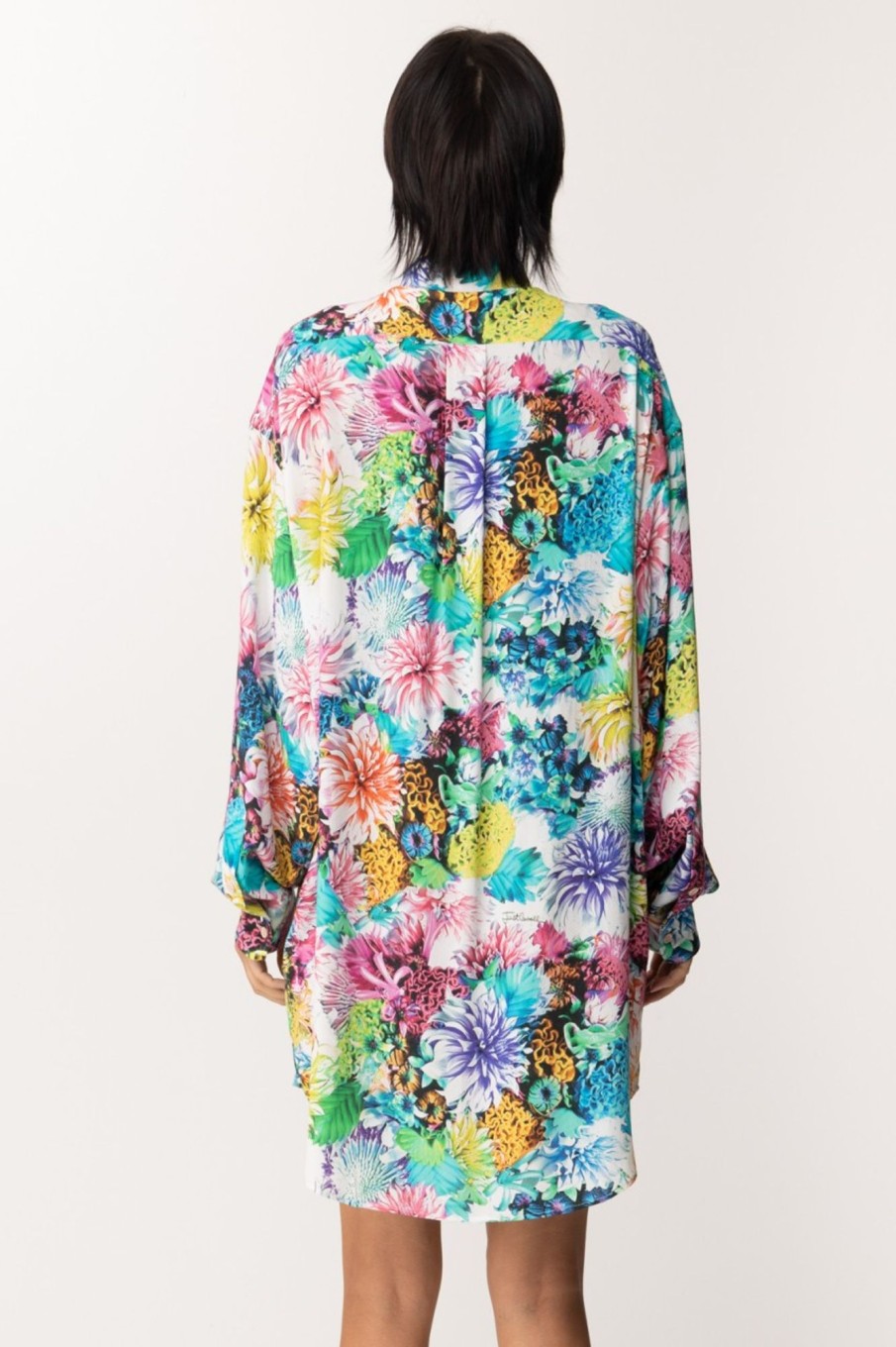 Just Cavalli Camicia Oversize Stampa Florealea Multicolor Variant Best