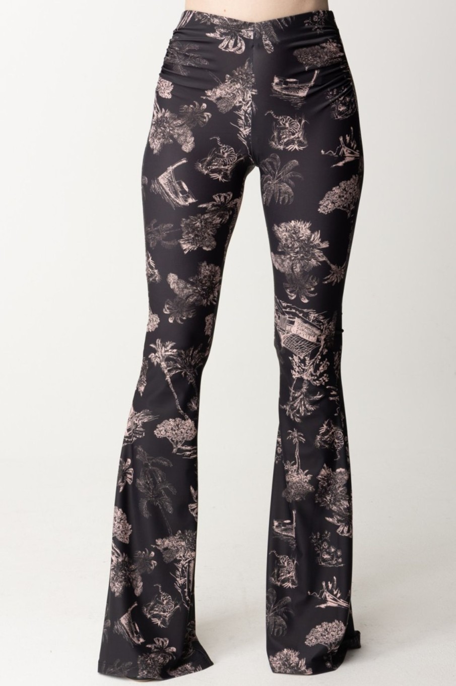 Aniye By Pantaloni Flare Iry Black Hawaii Hot