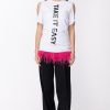 Mangano Mangano: T-Shirt Etienne Over Mezza Manica Doppia Fila Di Piume Offwhite Best