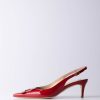 Elisabetta Franchi Slingback Con Logo In Vernice Red Velvet Hot