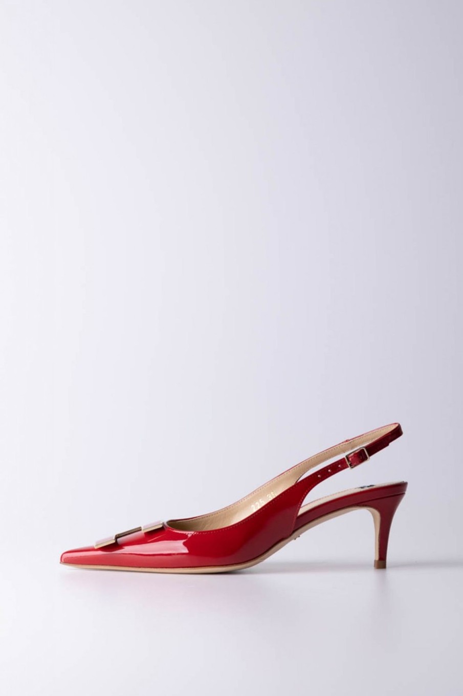 Elisabetta Franchi Slingback Con Logo In Vernice Red Velvet Hot