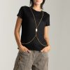 Elisabetta Franchi T-Shirt In Jersey Con Accessorio Oro Nero Online