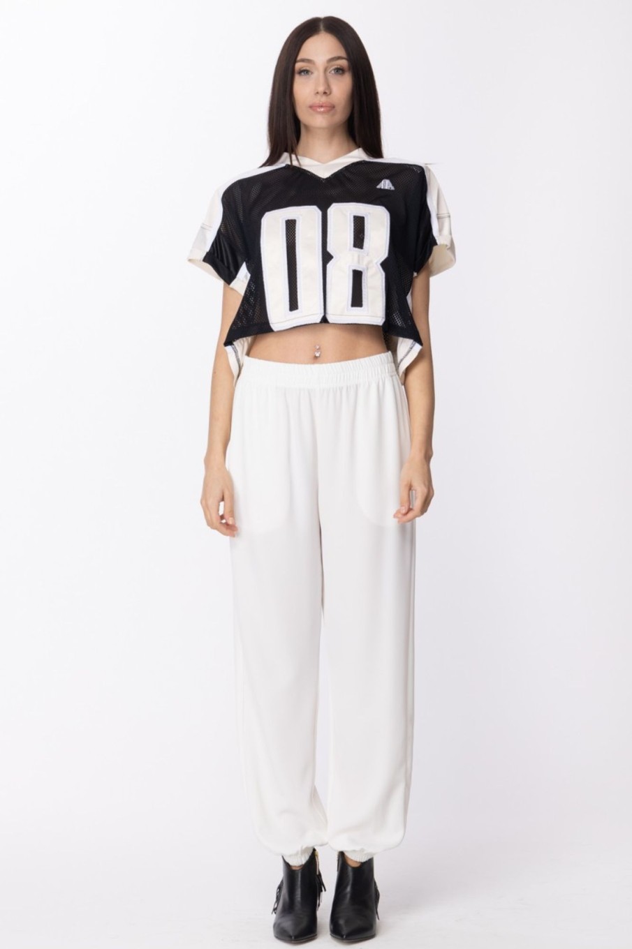 Aniye By T-Shirt Crop Dallas Stampa 08 Black Online