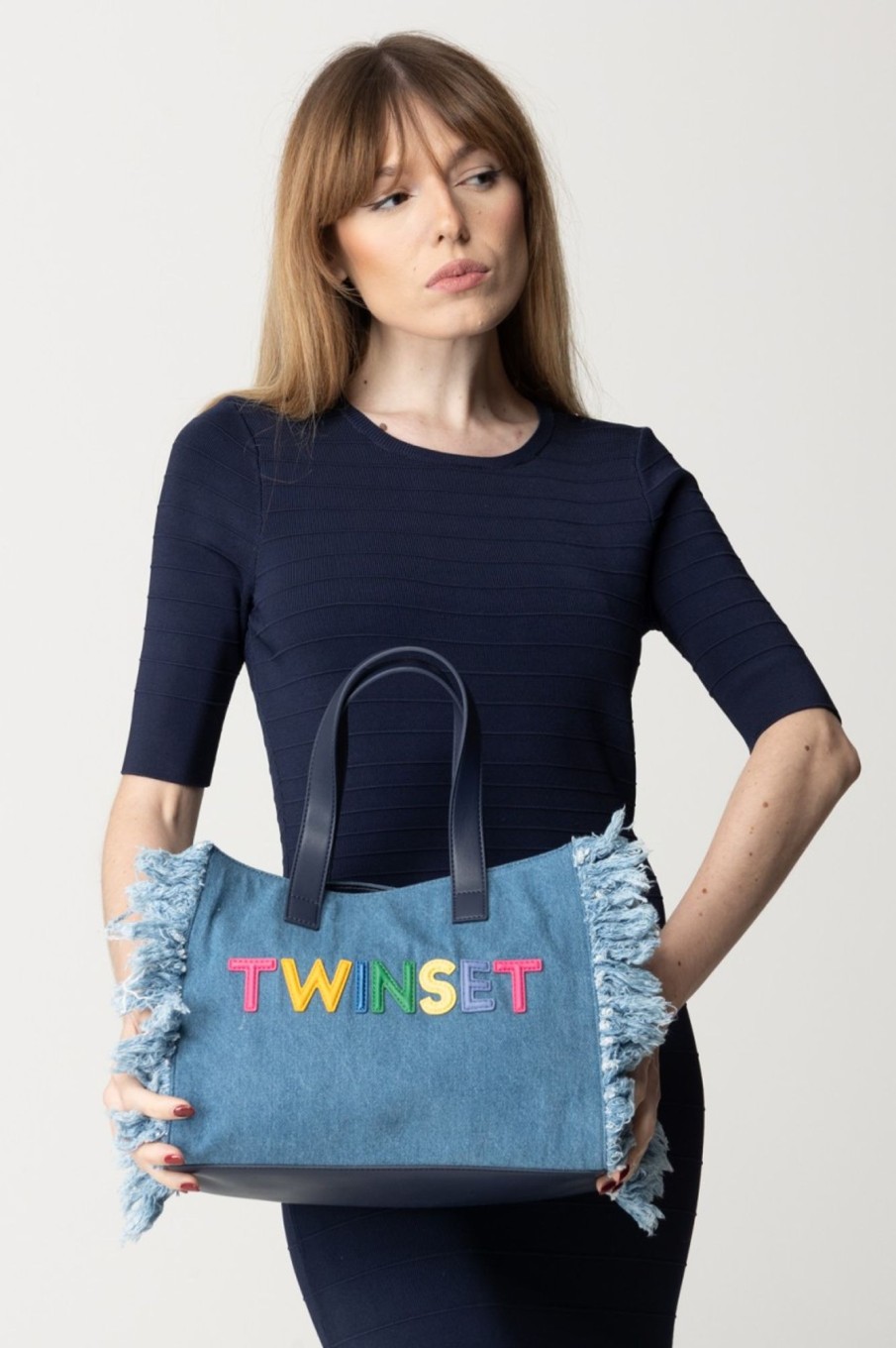 Twin-Set Tote Piccola In Denim Hot