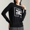 Elisabetta Franchi Pullover In Lana Con Logo Nero/Burro Online