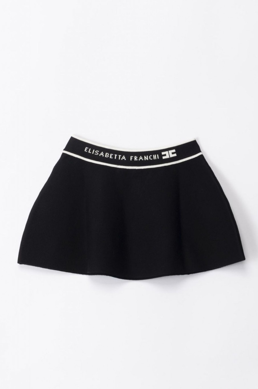 ELISABETTA FRANCHI BAMBINA Gonna Tricot Con Fascia Logata Black/Butter Best