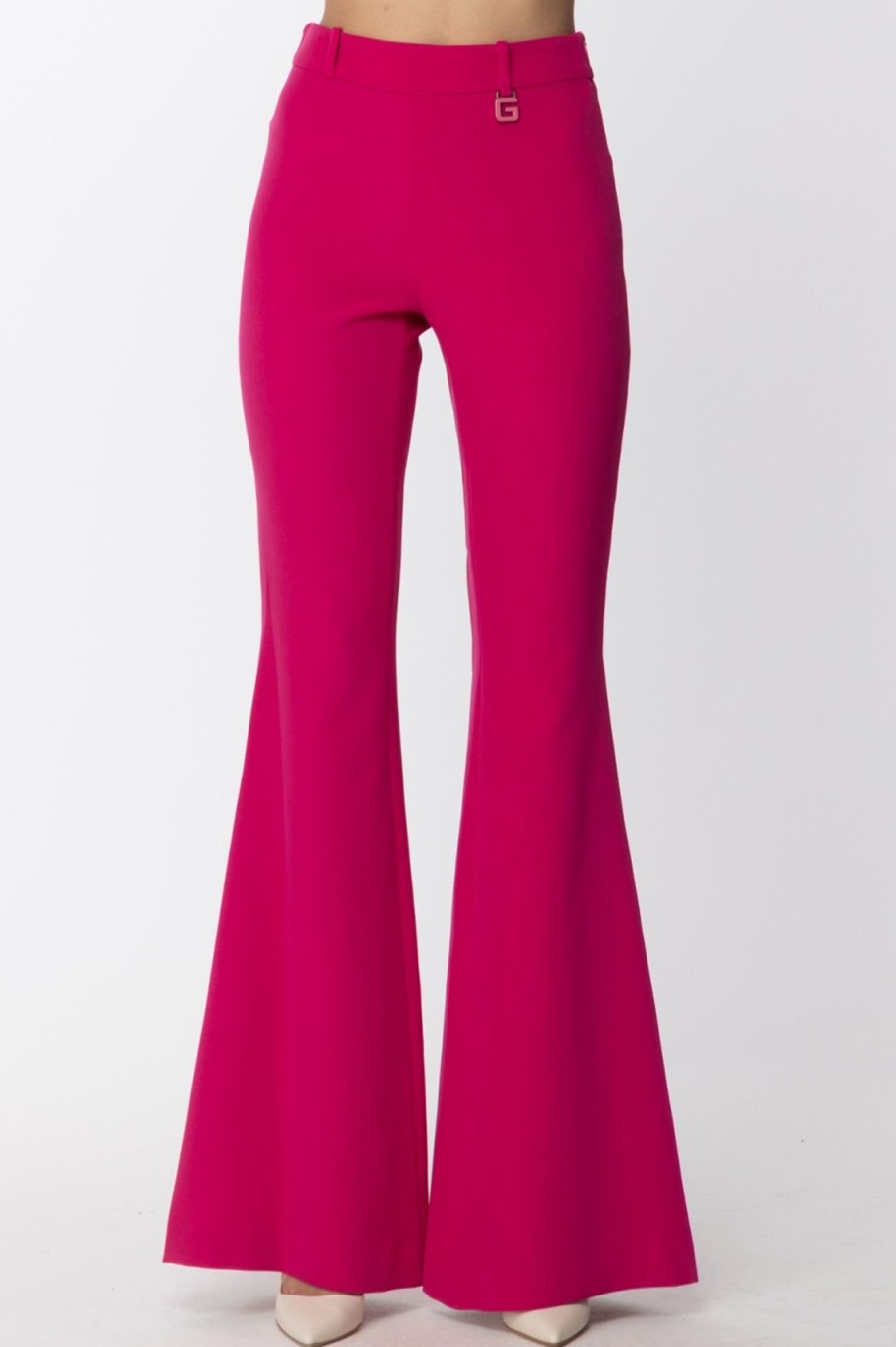 Gaelle Paris Pantalone A Zampa Con Ciondolo Logato Fucsia Online