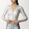 Elisabetta Franchi Cardigan Cropped Laminato Argento Best