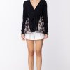 Twin-Set Cardigan In Maglia Con Inserti Stampati E Fusciacca Bic Nero/St Fiore Indiano Nero New