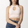 Guess Crop Top Tricot Con Orlo In Pizzo Wanna Be Pink Wholesale