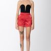 Elisabetta Franchi Shorts In Satin A Vita Alta Red Velvet Hot