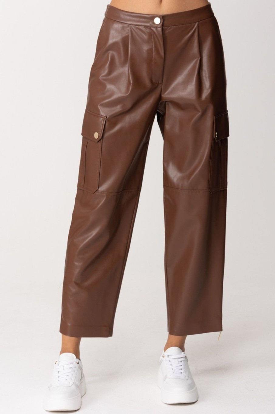 Simona Corsellini Pantaloni Wide Leg Con Tasche E Zip Toffee Online