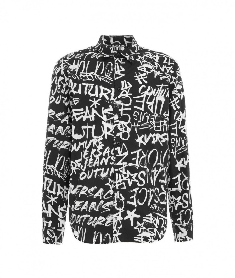 Versace Camicia Graffiti Nero New