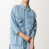 Replay Maxi Camicia In Denim Con Tasconi Light Blue Clearance