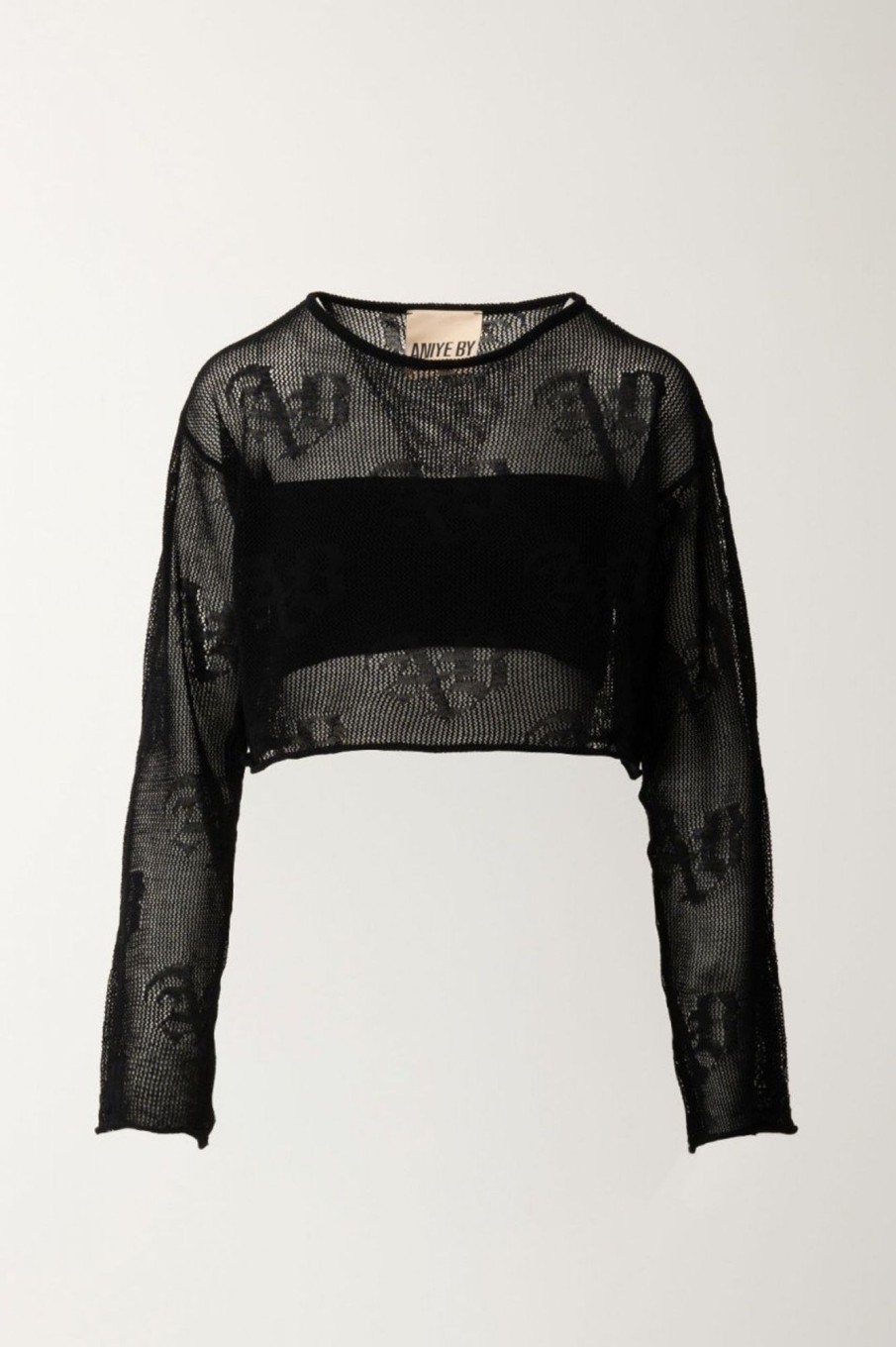 Aniye By Maglia Crop Gotic Con Fascia Black New