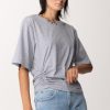 Pinko T-Shirt Asimmetrica Con Collana In Strass Grigio Pioggerella Online