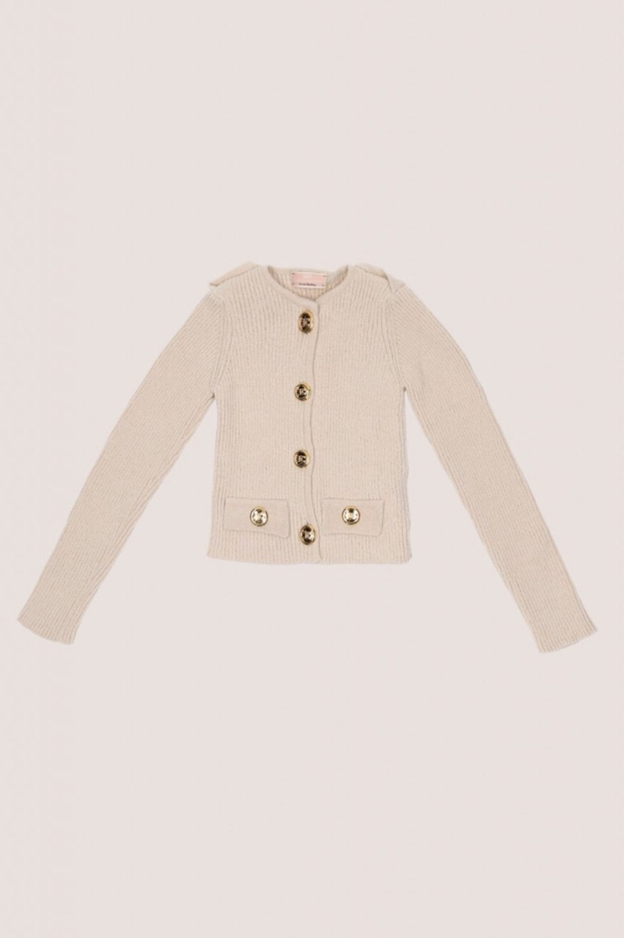 ELISABETTA FRANCHI BAMBINA Cardigan In Ciniglia Con Bottoni Logati Burro Hot