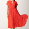 Michael Kors Abito Plissettato Con Scollo A V Sea Coral New