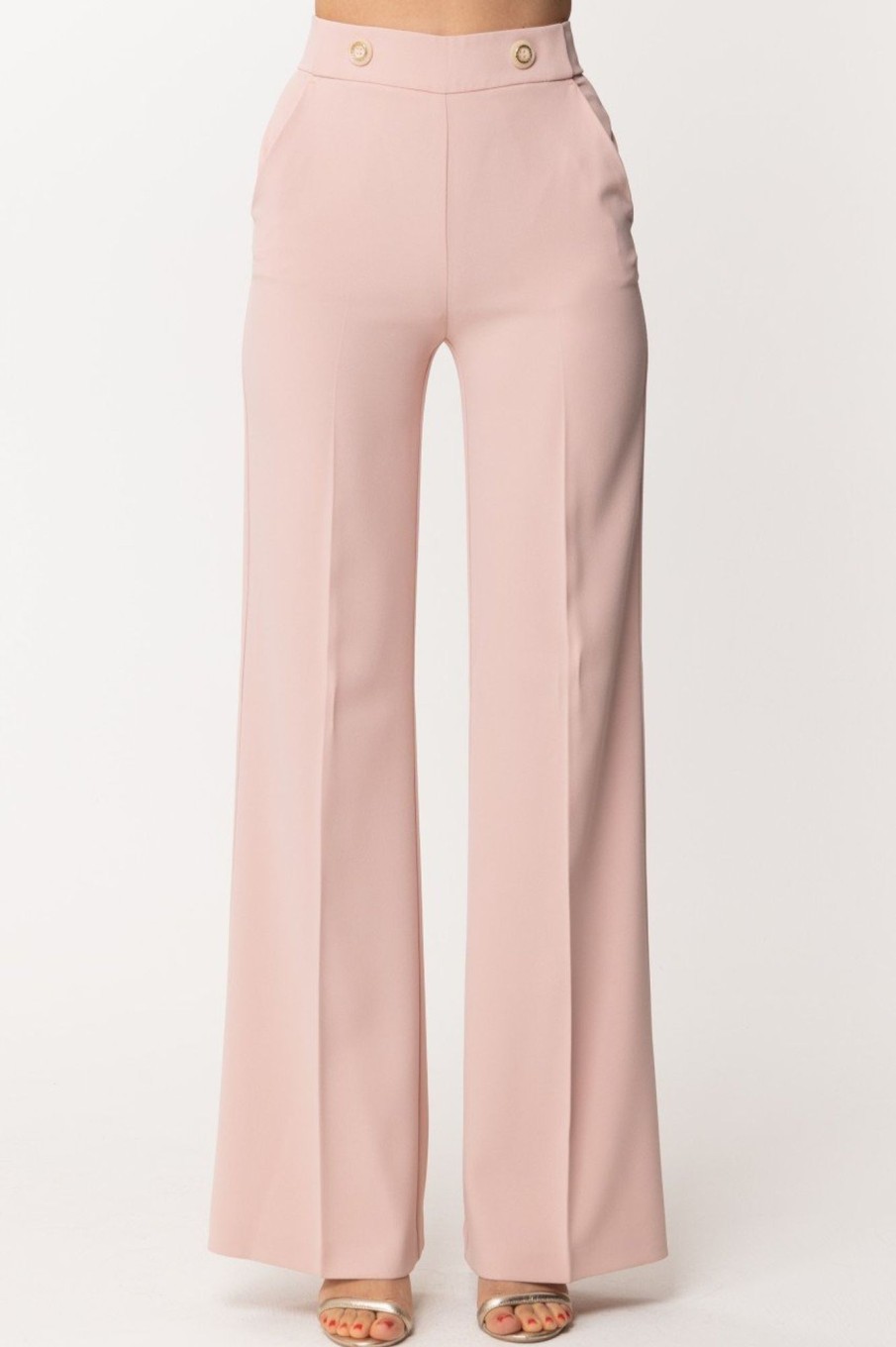 Pinko Pantaloni Palazzo A Vita Alta Rosa Matura Hot