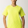 Elisabetta Franchi T-Shirt Con Stampa Rombi Flock Lime Fluo New