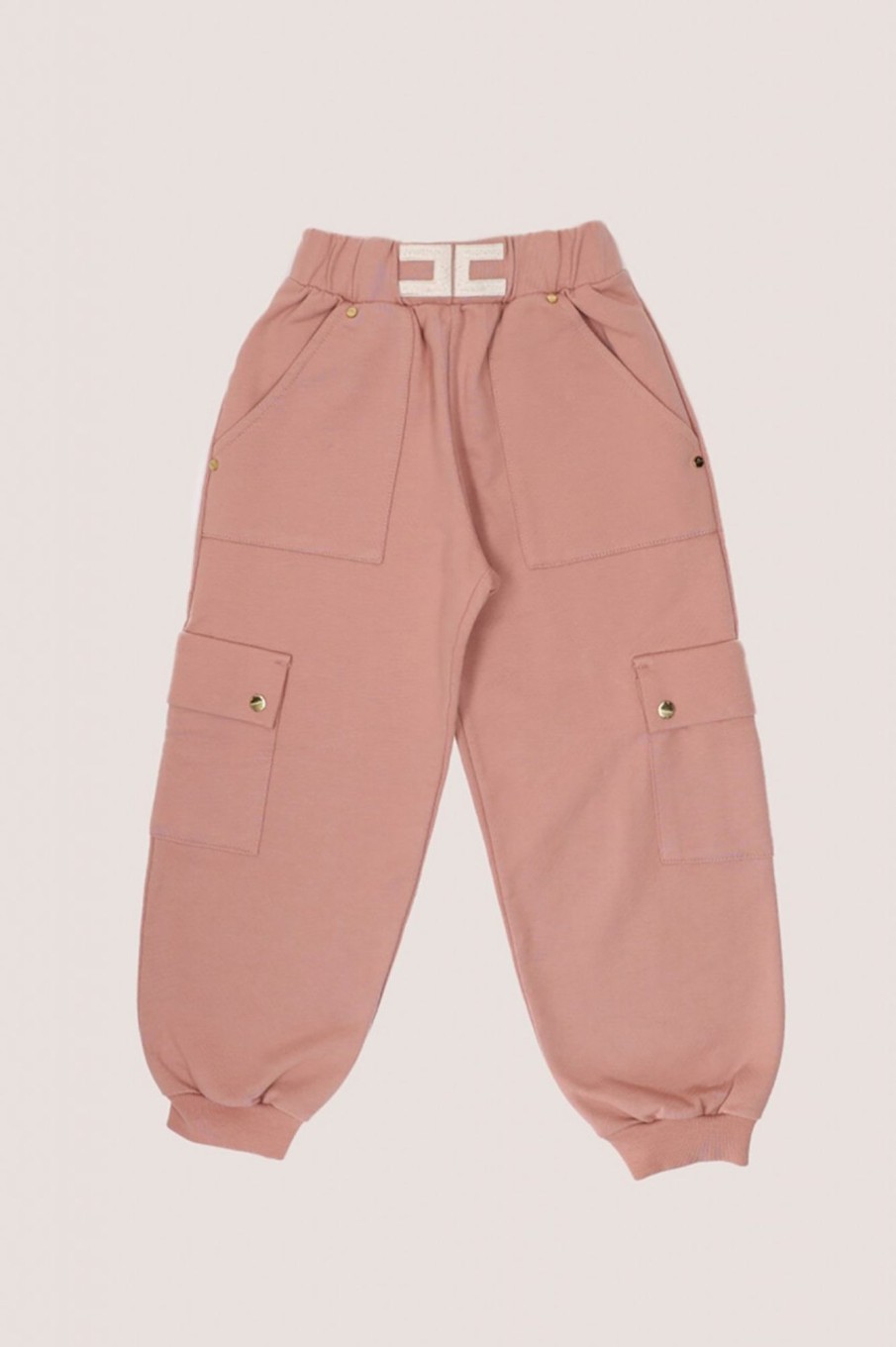 ELISABETTA FRANCHI BAMBINA Pantaloni Jogger In Felpa Con Tasche Rosa Nudo Wholesale