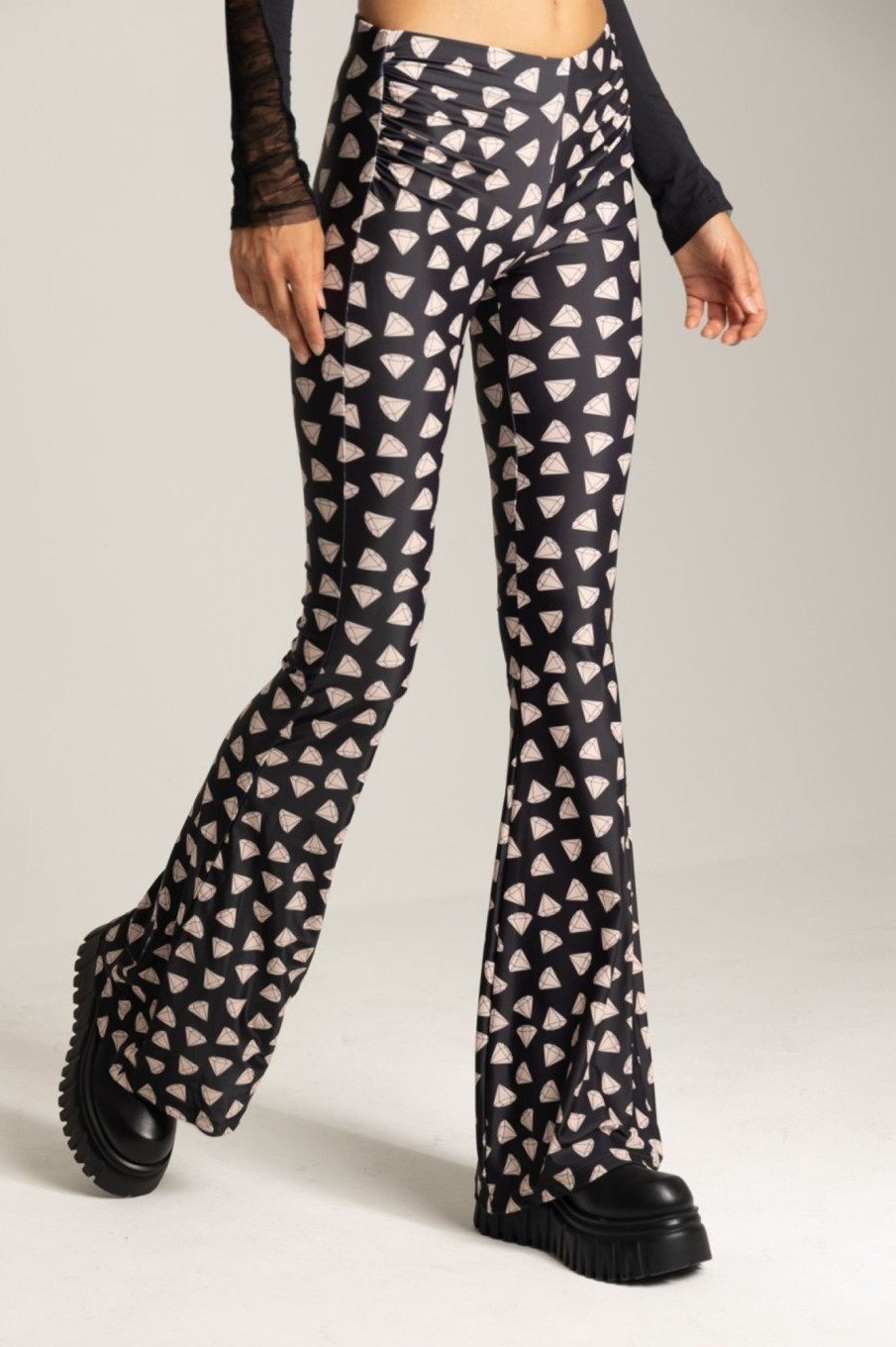 Aniye By Pantaloni A Zampa Rendal Con Stampa Diamond Black Clearance