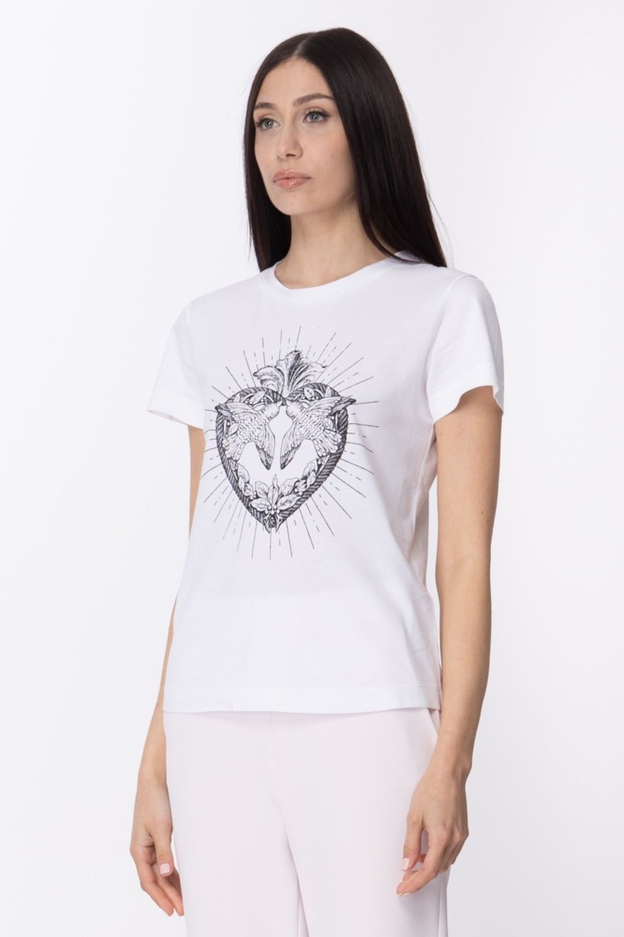 Pinko T-Shirt Con Stampa Love Birds Bianco Brill Online