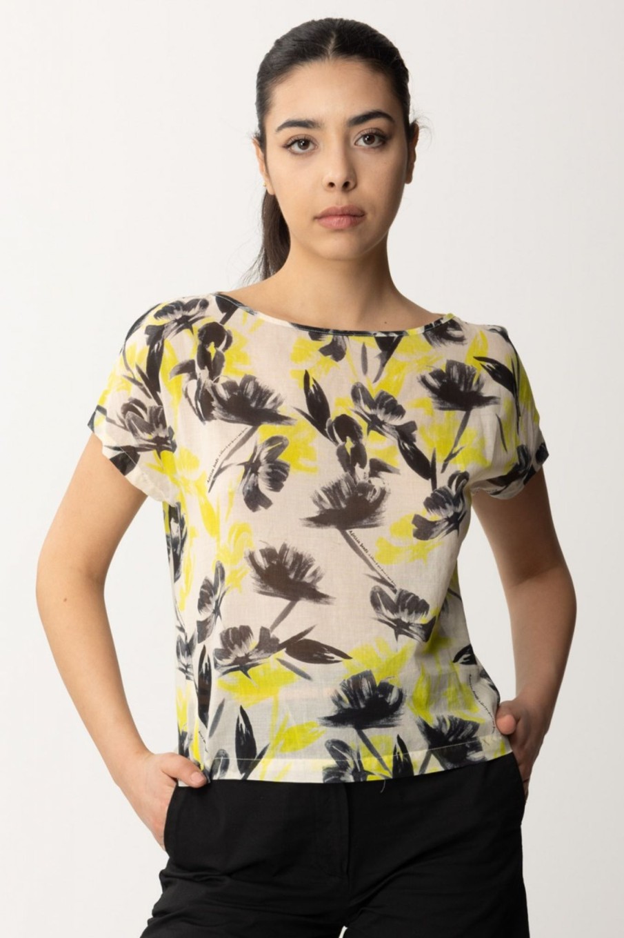 Alessia Santi Blusa Fantasia Floreale Burro-Neon Hot