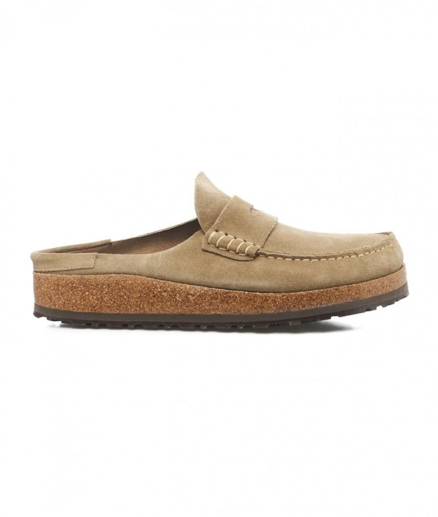 Birkenstock Sabots Naples In Pelle Beige Online