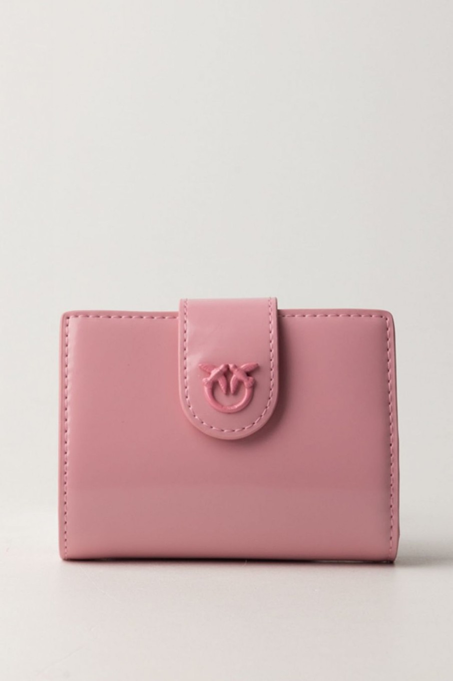 Pinko Wallet In Pelle Lucida Rosa Marino-Block Color Best