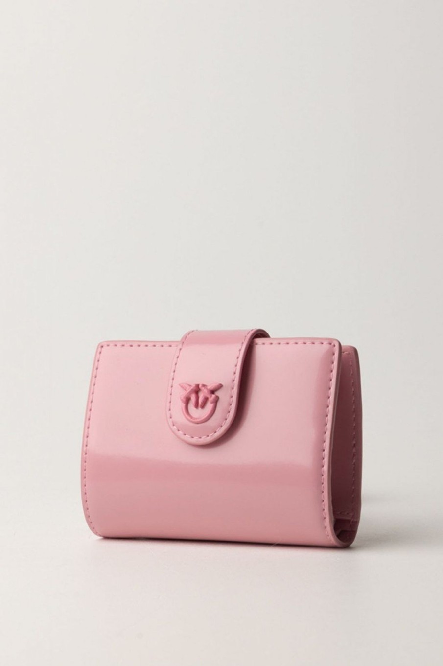 Pinko Wallet In Pelle Lucida Rosa Marino-Block Color Best