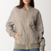 Elisabetta Franchi Giacca Bomber In Pelle Scamosciata Perla Hot