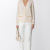Elisabetta Franchi Cardigan Scollo A V Con Morsetti Burro Online