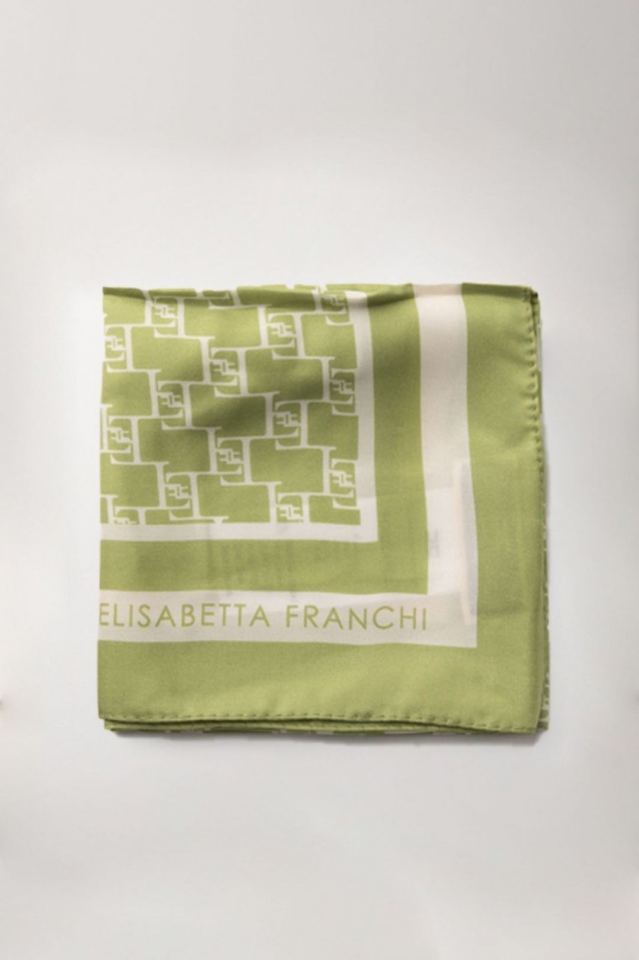 Elisabetta Franchi Foulard Medio Stampa Loghi Pistacchio/Burro Hot