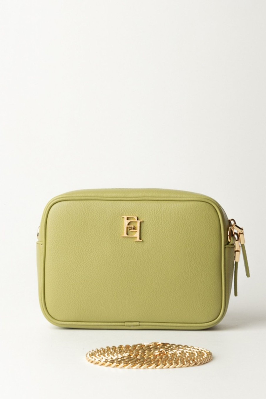 Elisabetta Franchi Camera Bag Con Logo Oro Pistacchio Hot