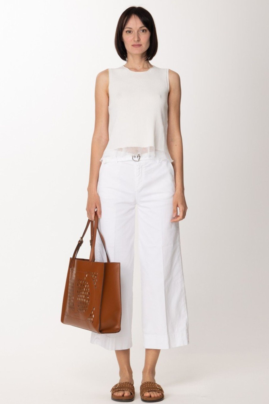 Pinko Denim 5 Tasche Con Cintura Bianco Brill Online