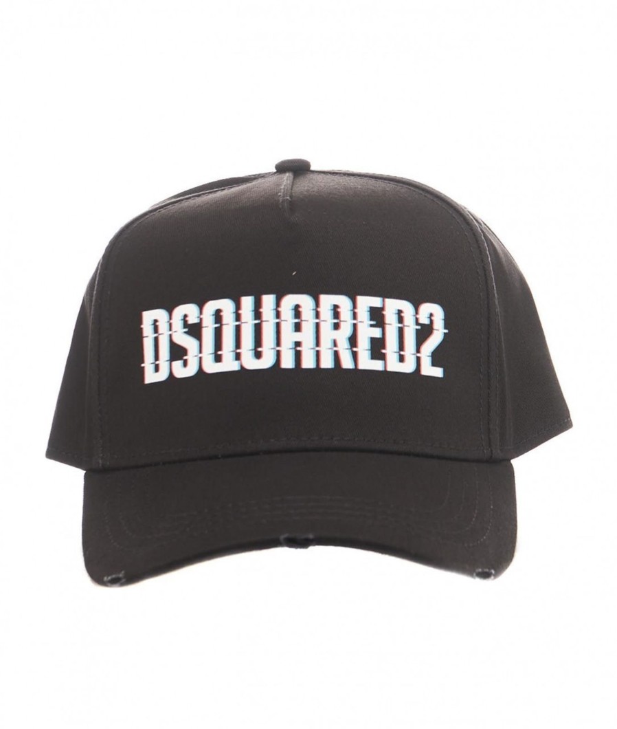 Dsquared2 Baseball Cap Con Stampa Logo Nero Hot