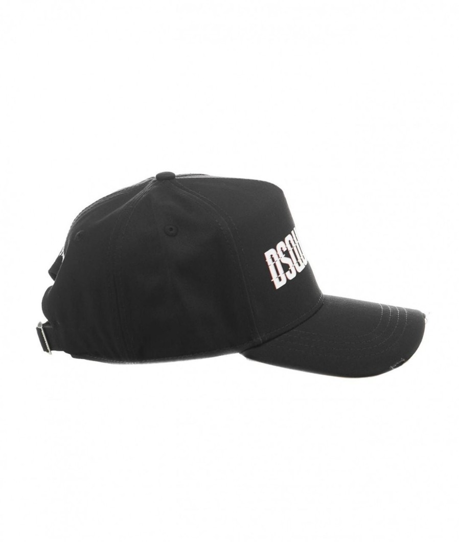 Dsquared2 Baseball Cap Con Stampa Logo Nero Hot