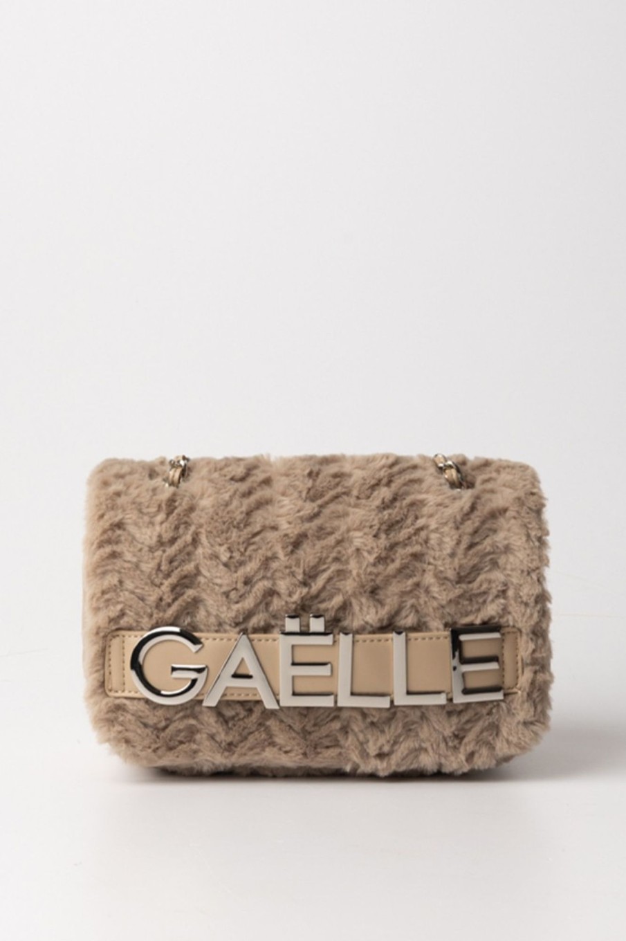 Gaelle Paris Borsa A Tracolla In Ecopelliccia Con Logo Beige Hot