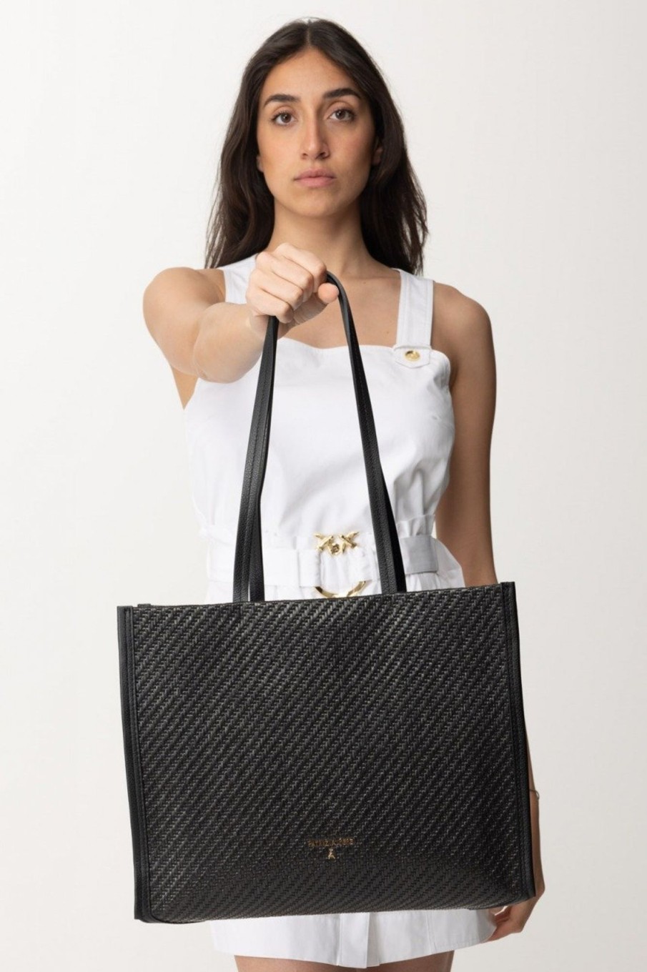 Patrizia Pepe Shopper Bag Intrecciata Black/Black Online