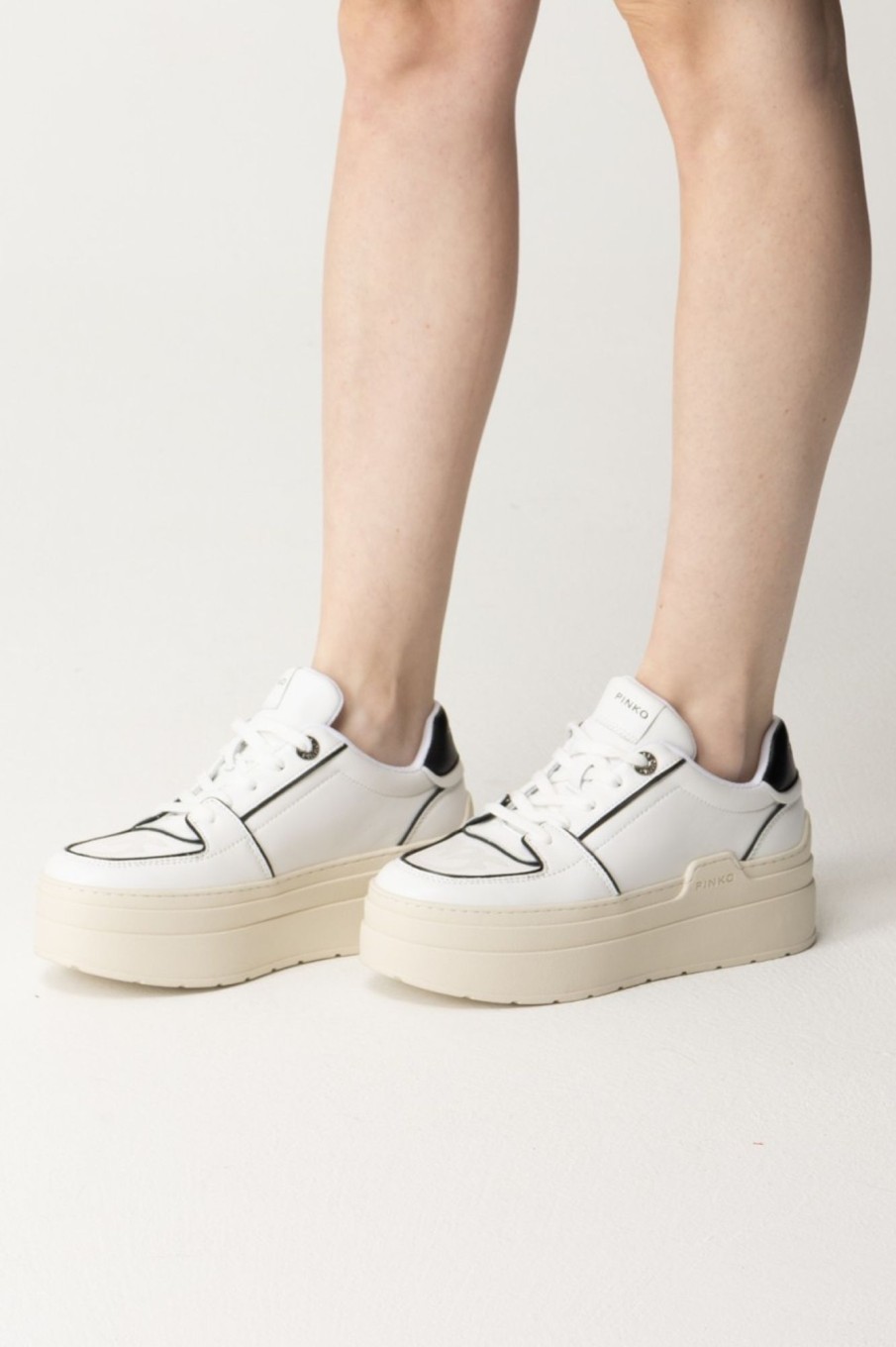 Pinko Sneakers Bicolore Con Platform Bianco/Nero Wholesale