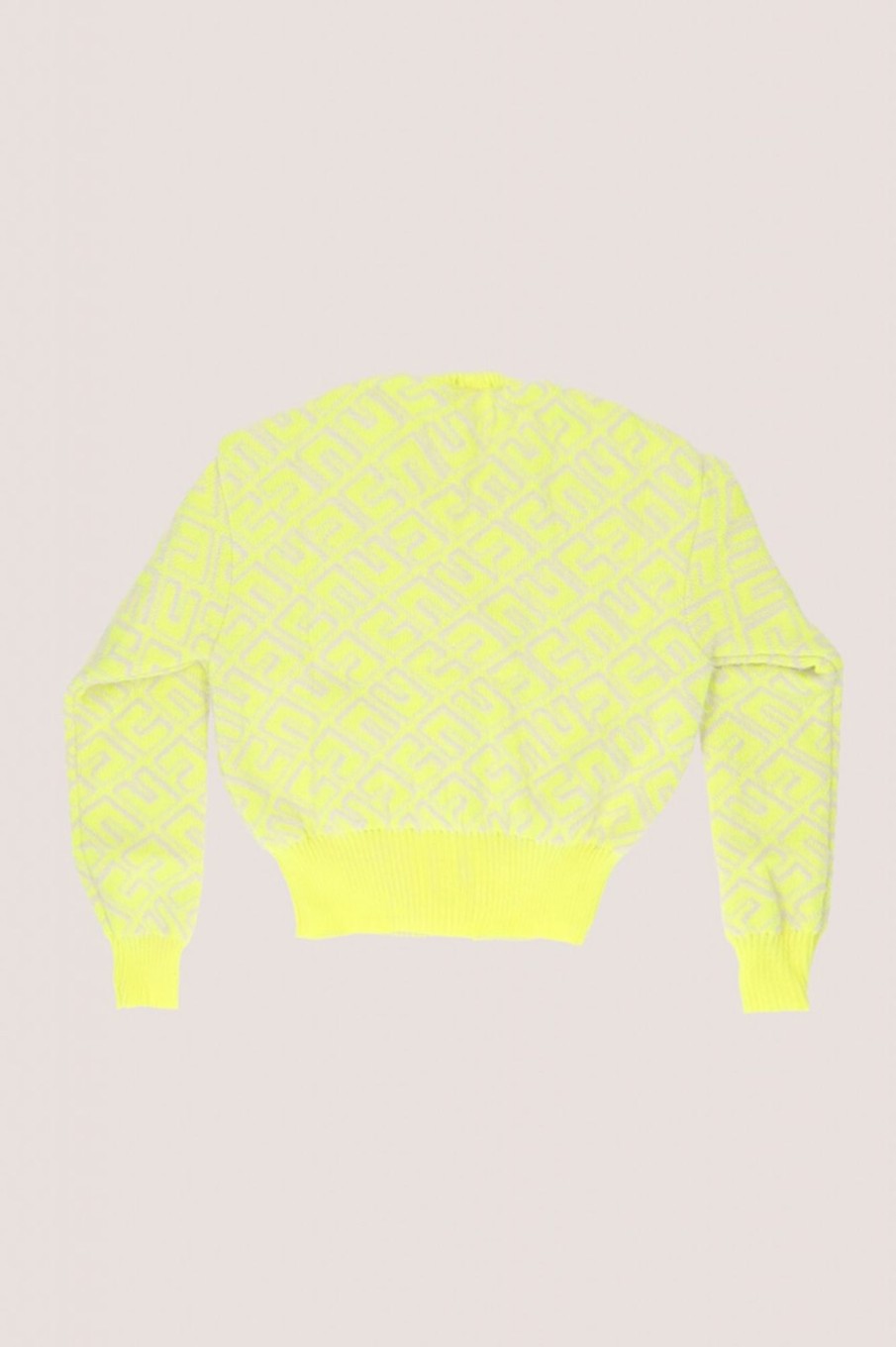 ELISABETTA FRANCHI BAMBINA Cardigan In Maglia Bicolor Con Logo Lime/Burro Hot