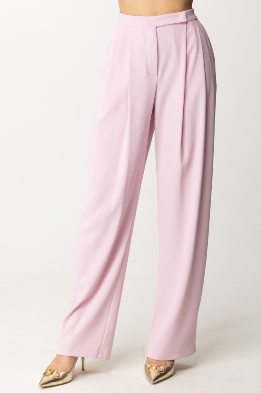 Pinko Pantaloni Con Pieghe In Crepe Stretch Fumo Orchidea Best