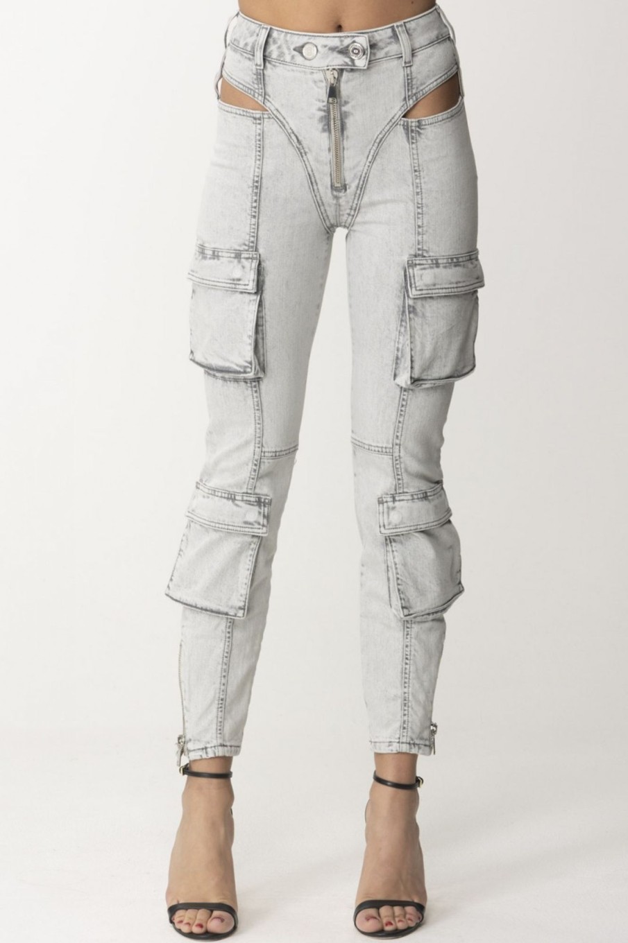 Elisabetta Franchi Jeans Skinny Con Cut-Out Perla Clearance